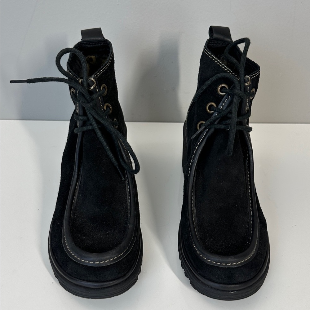 Fly London Wins Black Suede Block Heel Lace Up Ankle Boots Size 37(6.5-7) - Picture 5 of 14